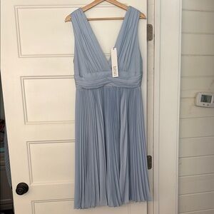 BADGLEY MISCHKA light blue pleated dress with pockets